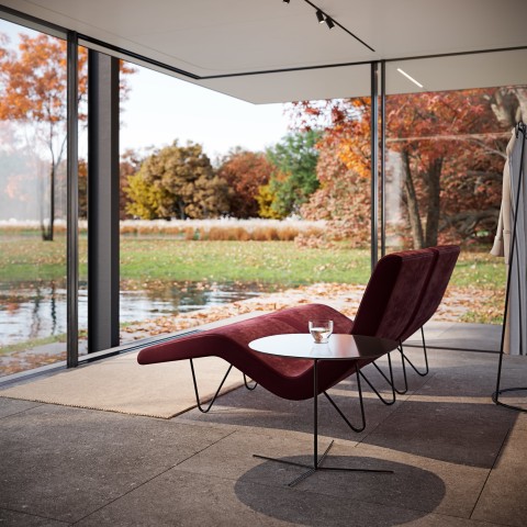 Lounge area in wellness poolhouse met sauna